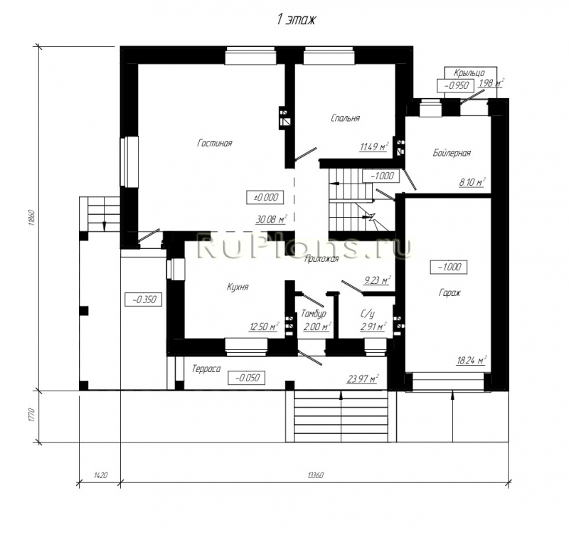 Проект Rg4970 - Одноэтажный дом с мансардой