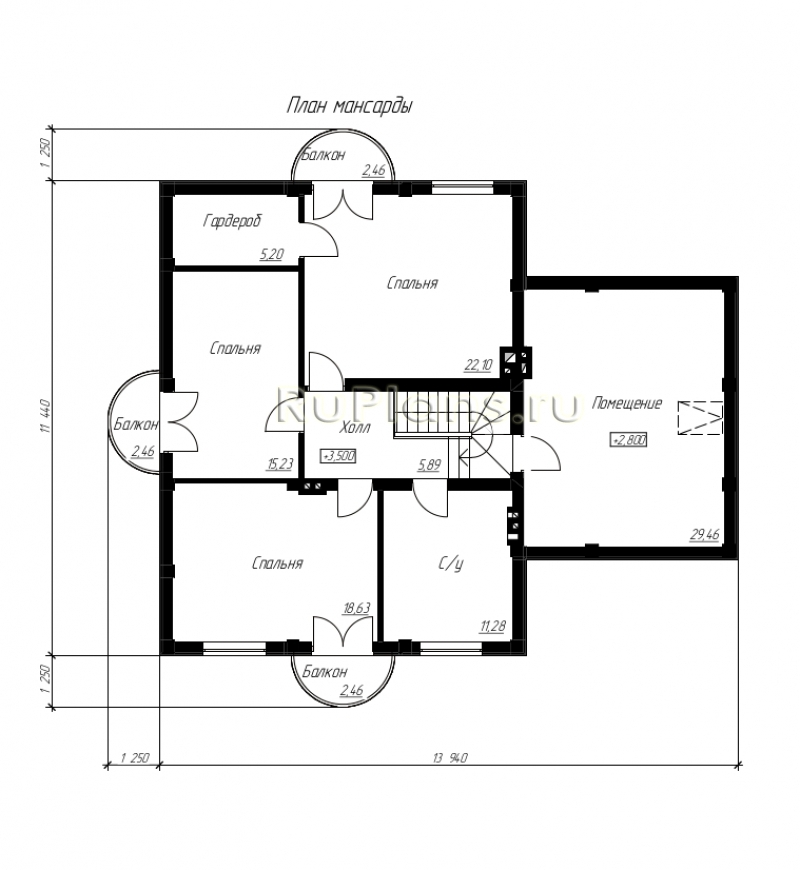 Проект Rg4983 - Двухэтажный дом с полукруглыми балконами
