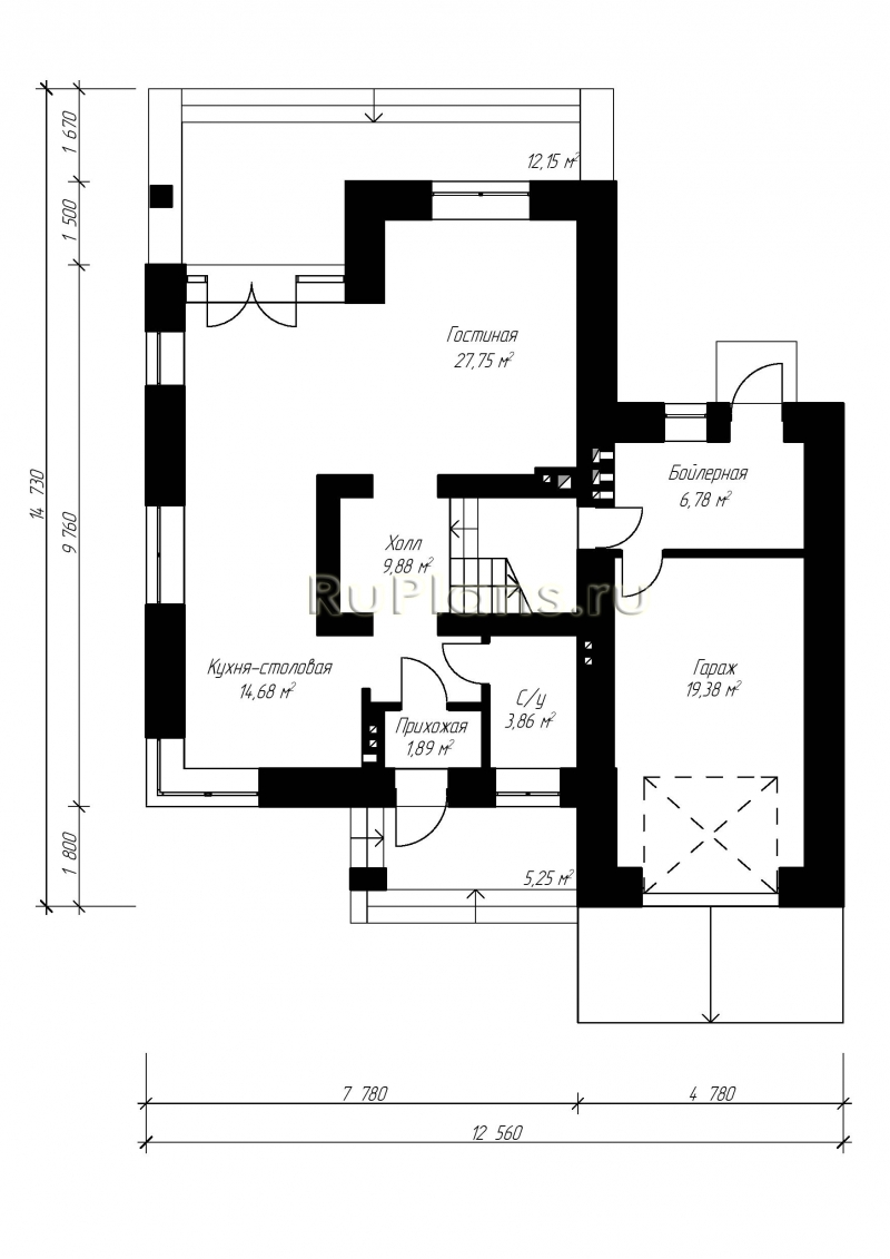 Проект Rg3317 - Двухэтажный дом с гаражом, террасой и балконом