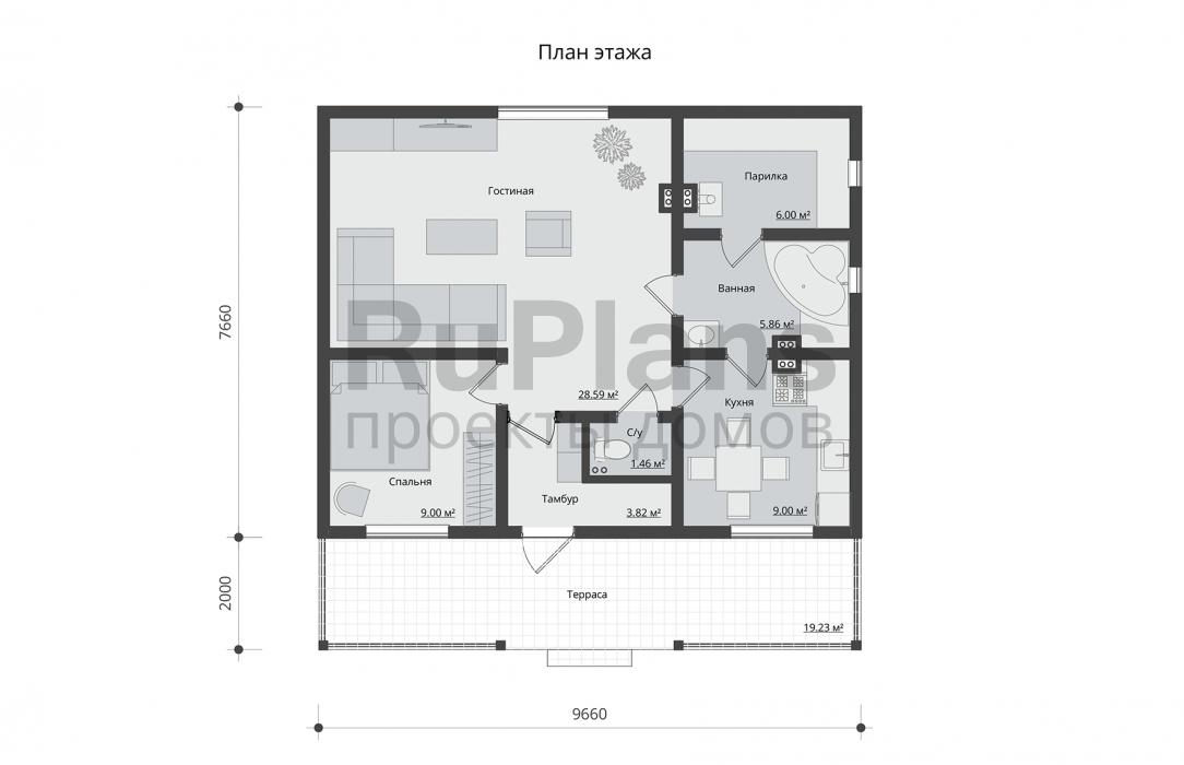 Проект Rg3436 - Проект маленького одноэтажного дома