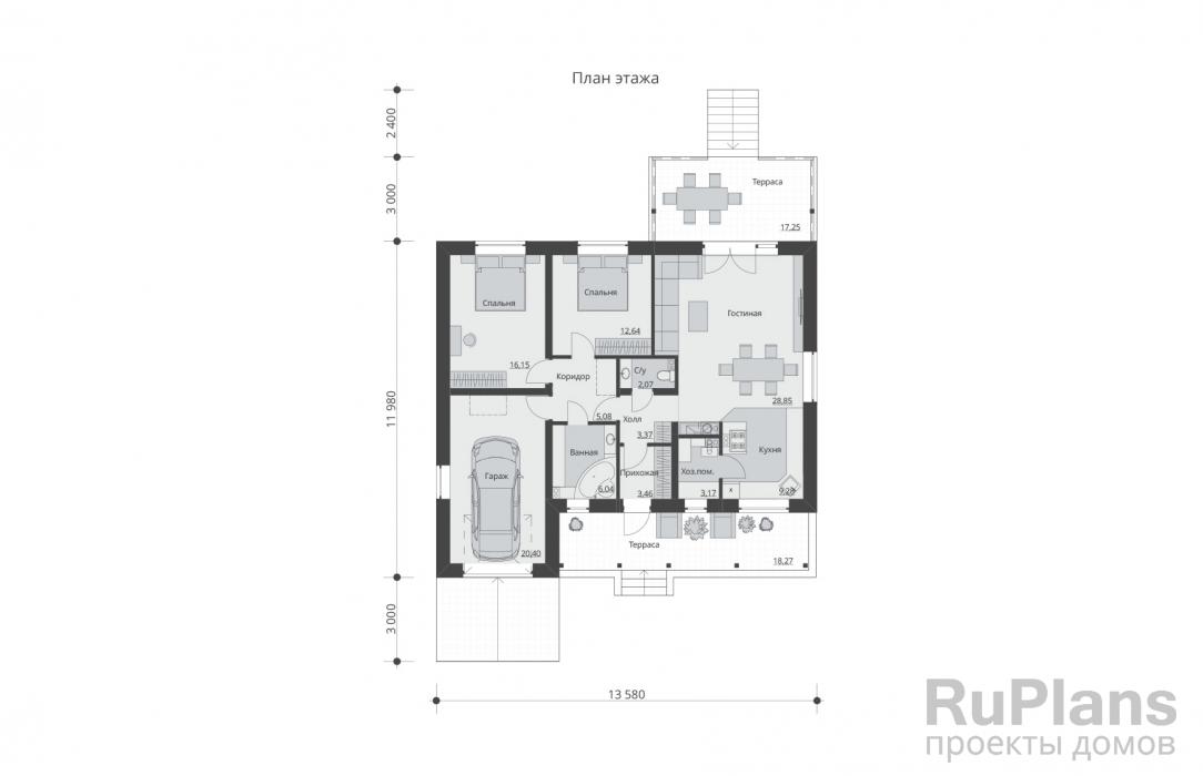 Проект Rg5564 - Проект одноэтажного дома 