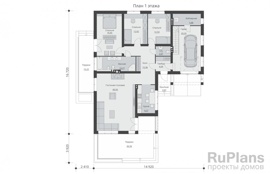 Проект Rg3901 - Одноэтажный жилой дом