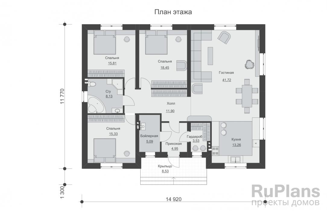 Проект Rg5651 - Проект одноэтажного дома