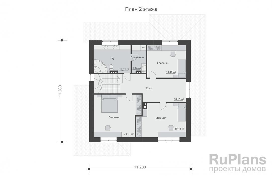 Проект Rg3212 - Двухэтажный дом с гаражом и террасой