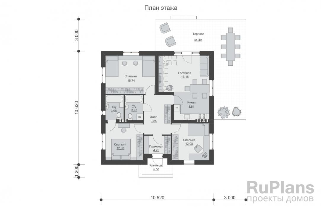 Проект Rg5641 - Проект одноэтажного дома