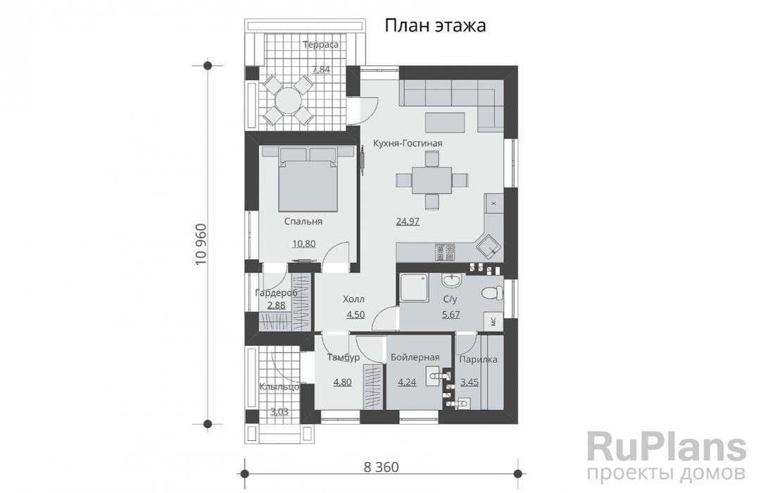Проект Rg5097 - Проект одноэтажного дома 