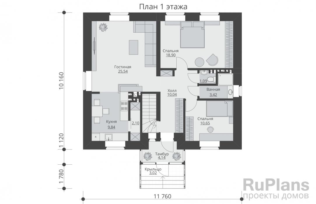 Проект Rg5569 - Одноэтажный дом с подвалом
