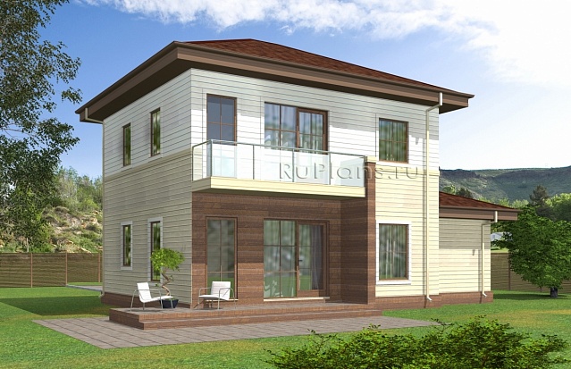 Проект Rg5071 - Двухэтажный дом с гаражом, террасой и балконом