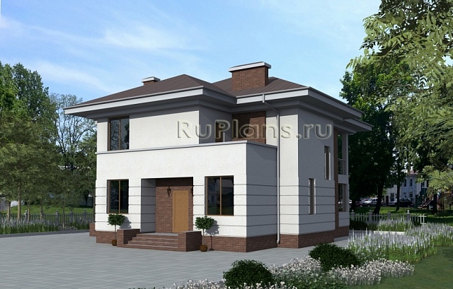 Проект Rg1590 - Двухэтажный дом с террасой и балконом