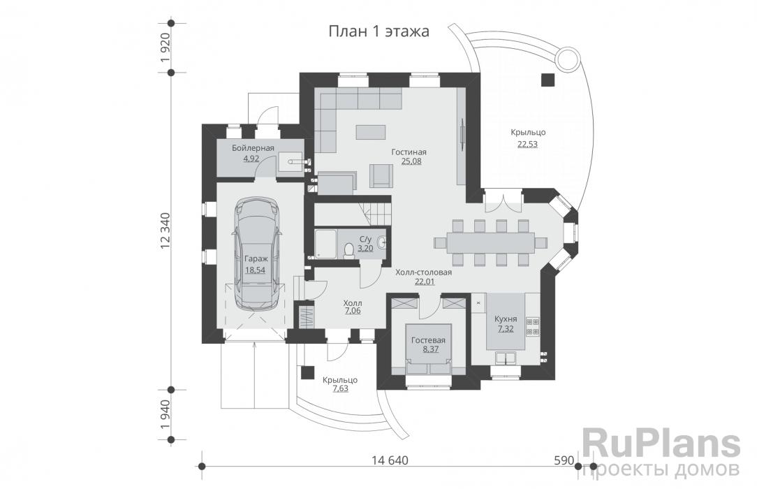 Проект Rg4942 - Дом с мансардой и террасой