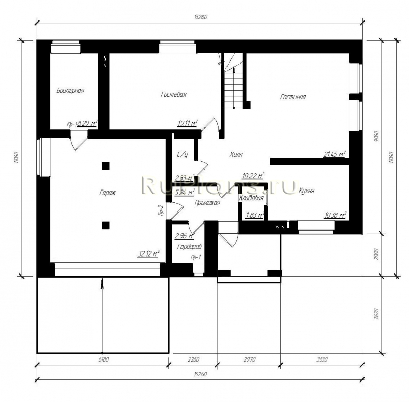 Проект Rg4952 - Проект просторного двухэтажного коттеджа с гаражом