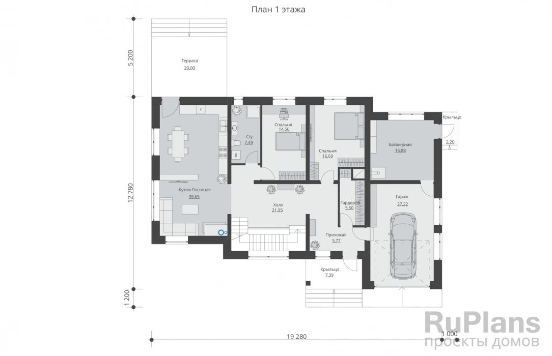 Проект Rg5546 - Двухэтажный жилой дом с подвалом, гаражом и террасами
