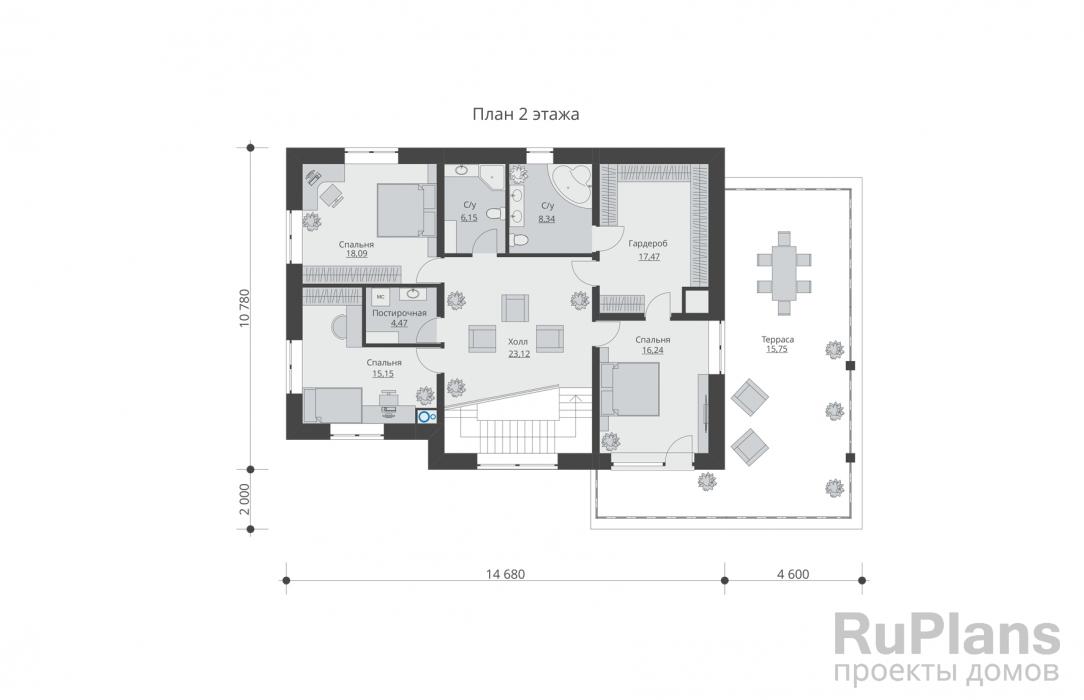 Проект Rg5546 - Двухэтажный жилой дом с подвалом, гаражом и террасами