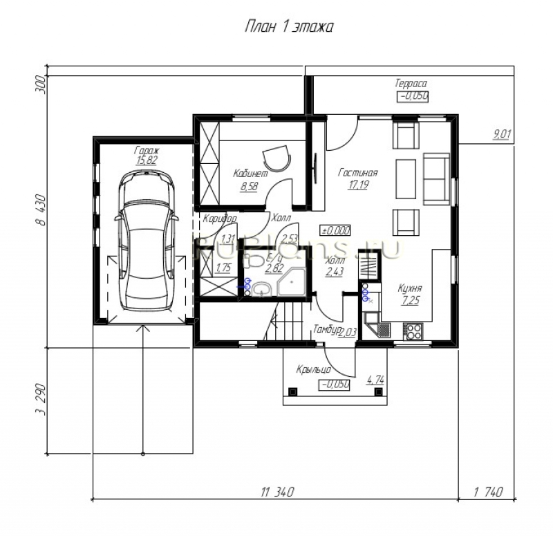 Проект Rg5071 - Двухэтажный дом с гаражом, террасой и балконом