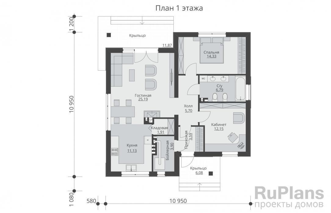Проект Rg3892 - Проект уютного одноэтажного дома