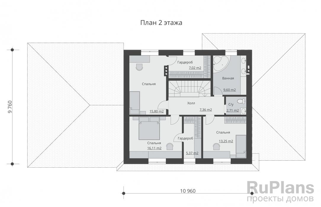 Проект Rg3321 - Двухэтажный дом с террасой