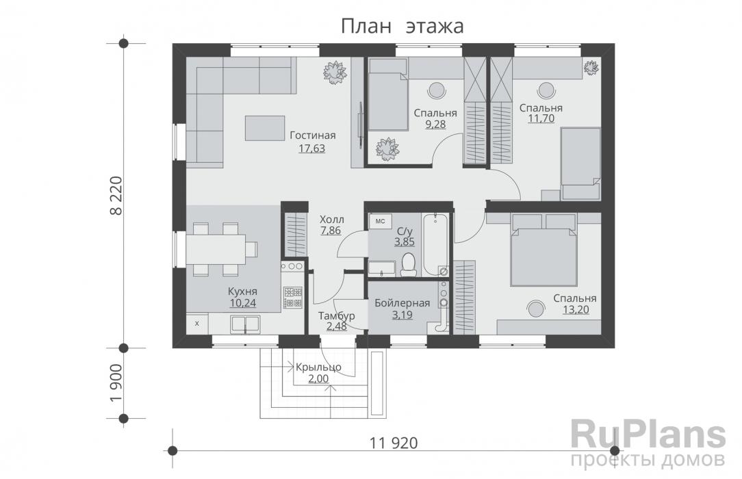 Проект Rg5568 - Одноэтажный жилой дом