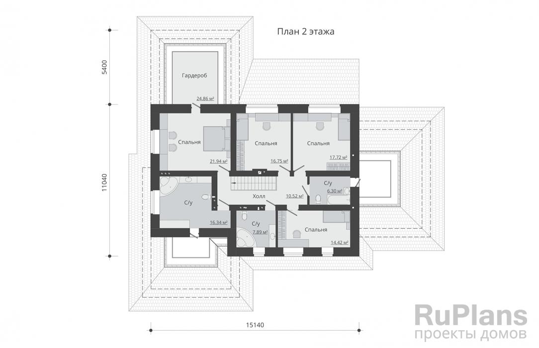 Проект Rg5114 - Двухэтажный дом с гаражом, бассейном и террасой