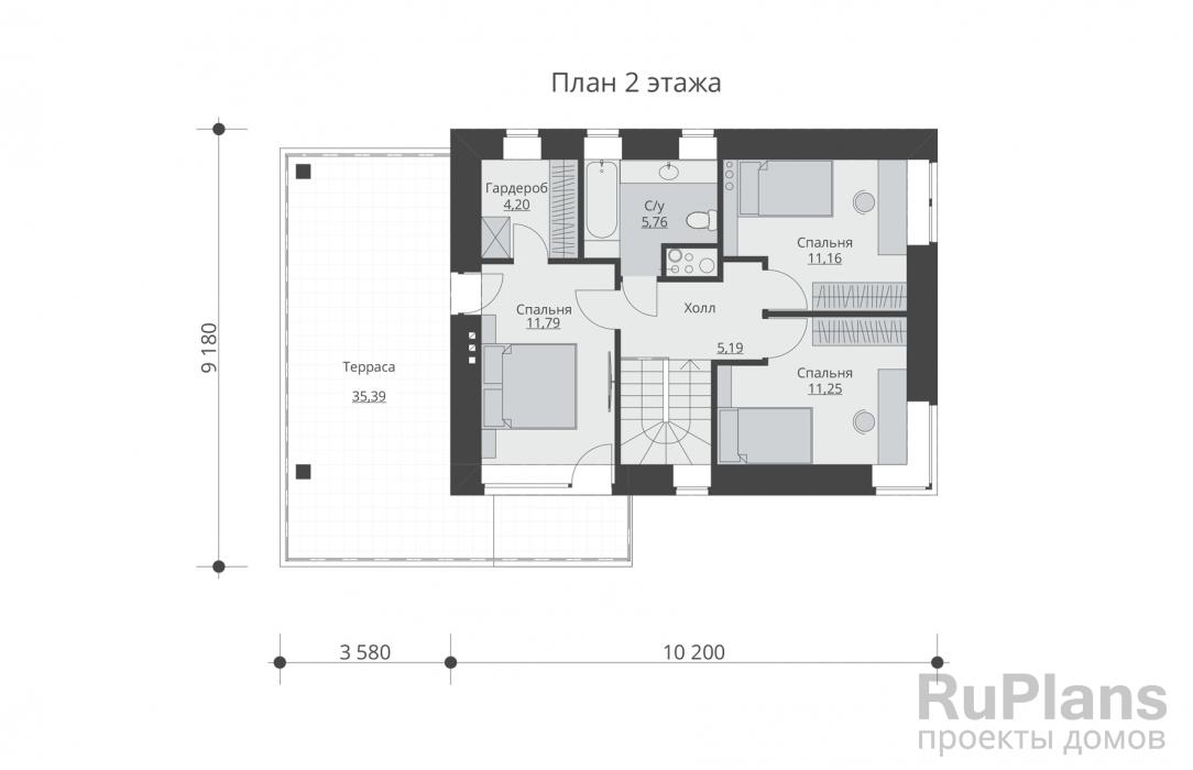 Проект Rg5300 - Двухэтажный дом с гаражом и террасами