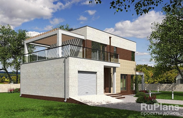 Проект Rg5300 - Двухэтажный дом с гаражом и террасами