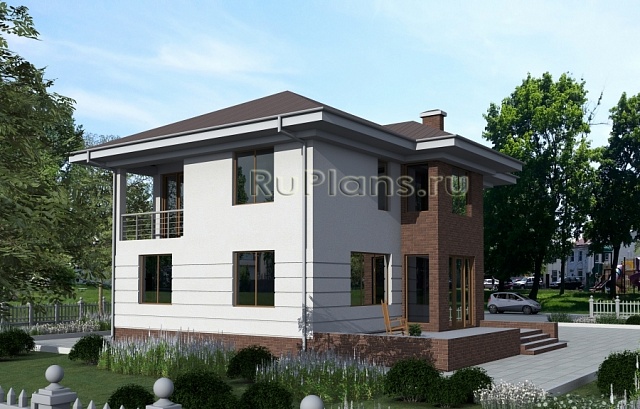 Проект Rg1590 - Двухэтажный дом с террасой и балконом